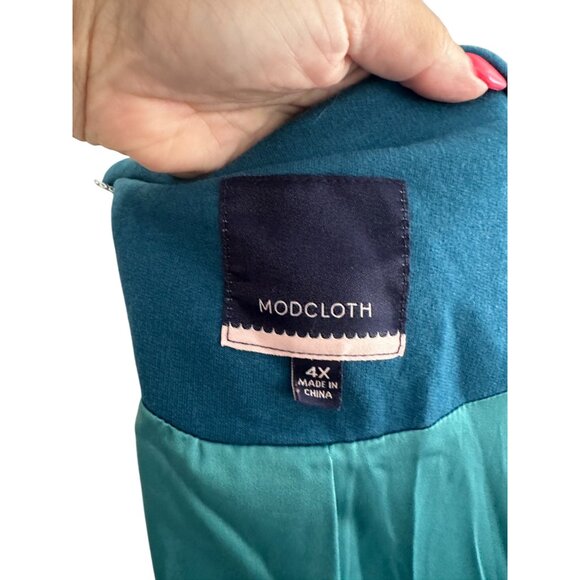 MODCLOTH Women's Teal 3/4 Blazer Jacket Size 4X - Picture 2 of 6